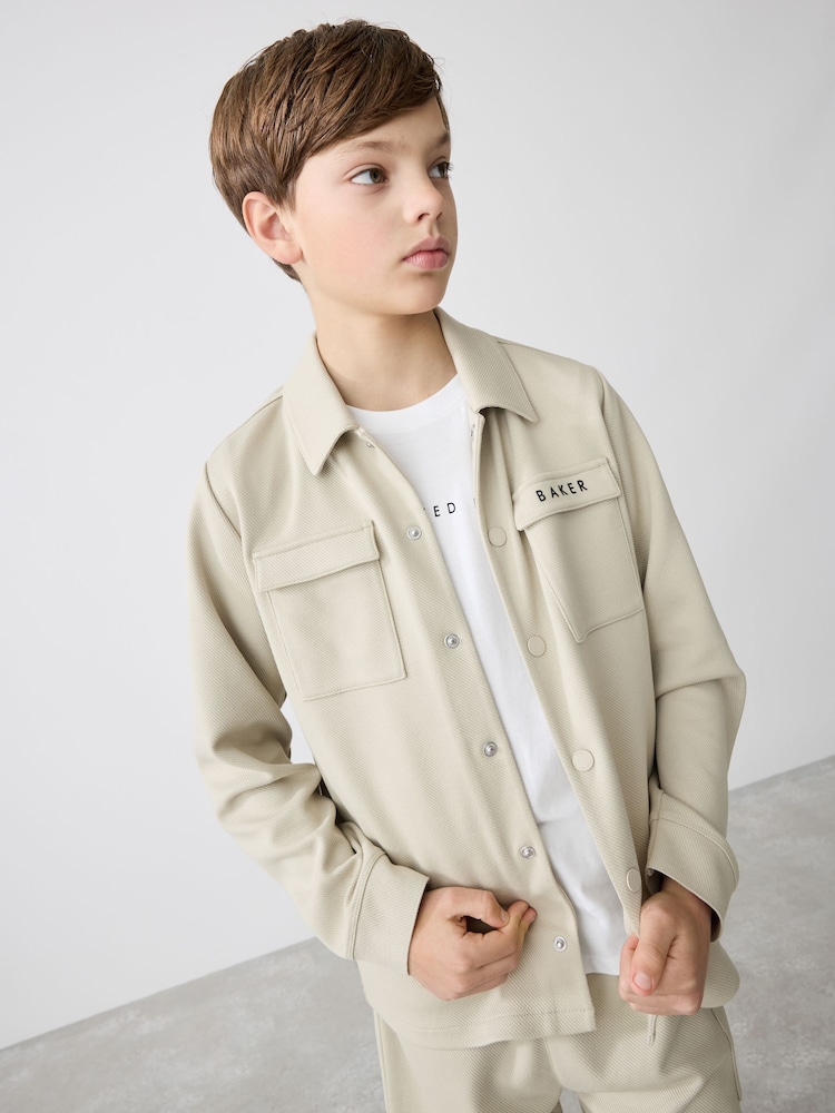 Baker by Ted Baker Stone Shacket T-Shirt And Shorts Set - Image 4 of 25