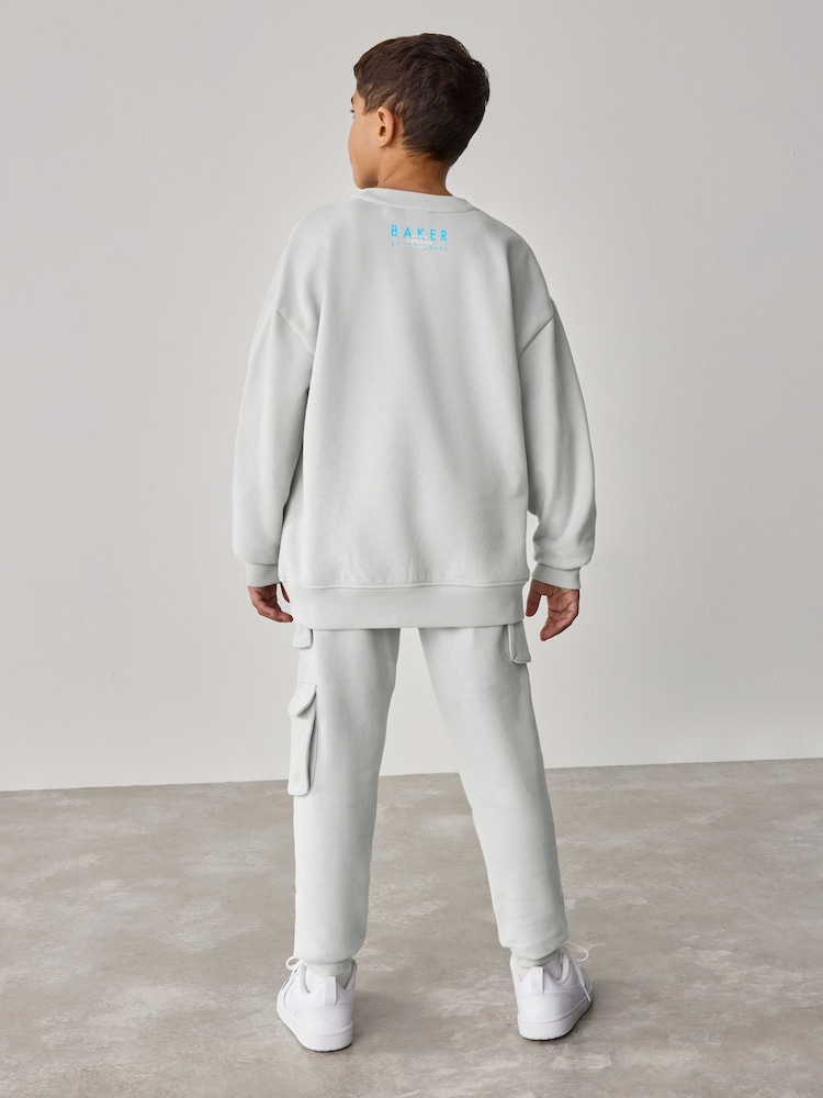 Серый - Baker by Ted Baker Graphic Sweatshirt And Cargo Joggers Set - Изображение 2 из 12