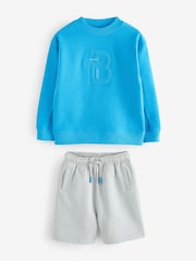 Baker by Ted Baker Blue Sweatshirt And Grey Shorts Set - Image 6 of 11
