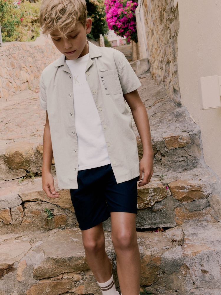 Baker by Ted Baker Stone Shirt, T-Shirt and Navy Shorts Set - Image 1 of 16