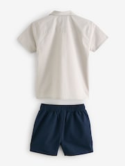 Baker by Ted Baker Stone Shirt, T-Shirt and Navy Shorts Set - Image 12 of 16