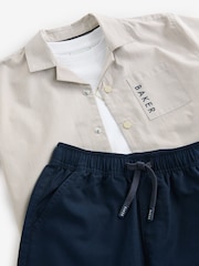 Baker by Ted Baker Stone Shirt, T-Shirt and Navy Shorts Set - Image 14 of 16