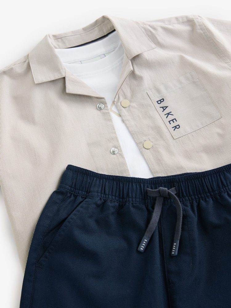 Baker by Ted Baker Stone Shirt, T-Shirt and Navy Shorts Set - Image 14 of 16