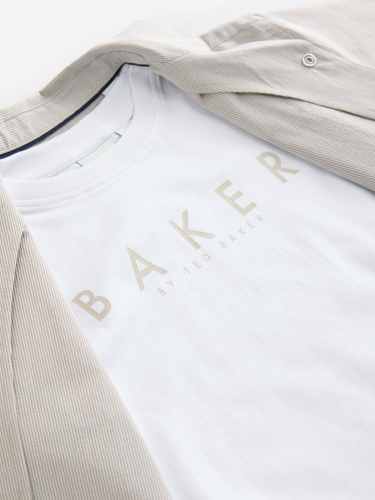 Baker by Ted Baker Stone Shirt, T-Shirt and Navy Shorts Set - Image 15 of 16