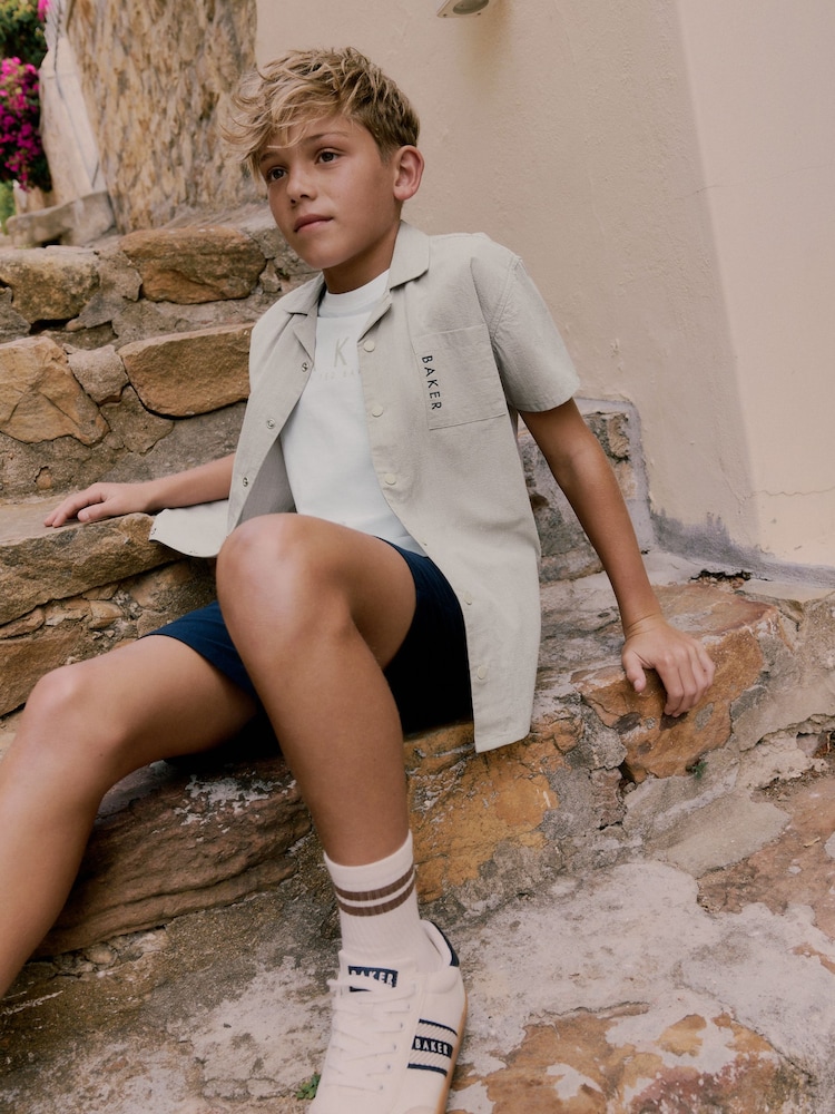 Baker by Ted Baker Stone Shirt, T-Shirt and Navy Shorts Set - Image 3 of 16