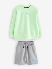 Baker by Ted Baker Lime Green Sweatshirt And Shorts Set - Image 8 of 12