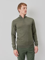 Oliver Sweeney Merino Wool Quarter Zip Jumper - Image 1 of 6