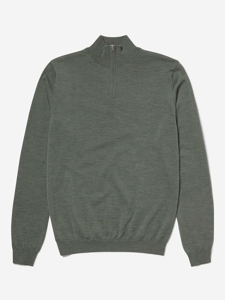 Oliver Sweeney Merino Wool Quarter Zip Jumper - Image 6 of 6