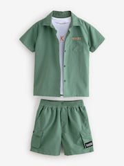Baker by Ted Baker Khaki Green Shirt, T-Shirt and Shorts Set - Image 8 of 13