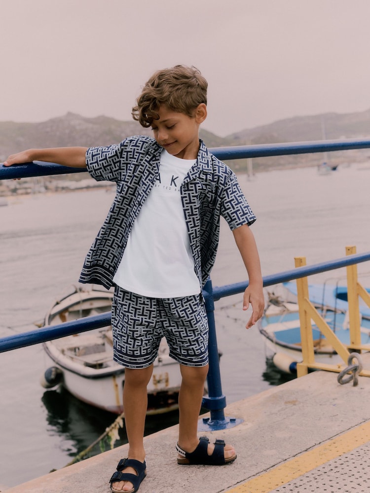 Baker by Ted Baker Navy Shirt, T-Shirt and Shorts Set - Image 2 of 13