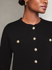 Lipsy Black Military Button Crew Neck Knitted Cardigan - Image 6 of 7