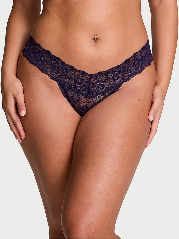 Victoria's Secret Stained Glass Purple Sequins Thong Knickers - Image 1 of 1