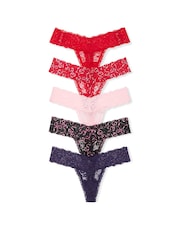Victoria's Secret Red/Pink/Black/Purple Thong 5 Pack Knickers - Image 3 of 3