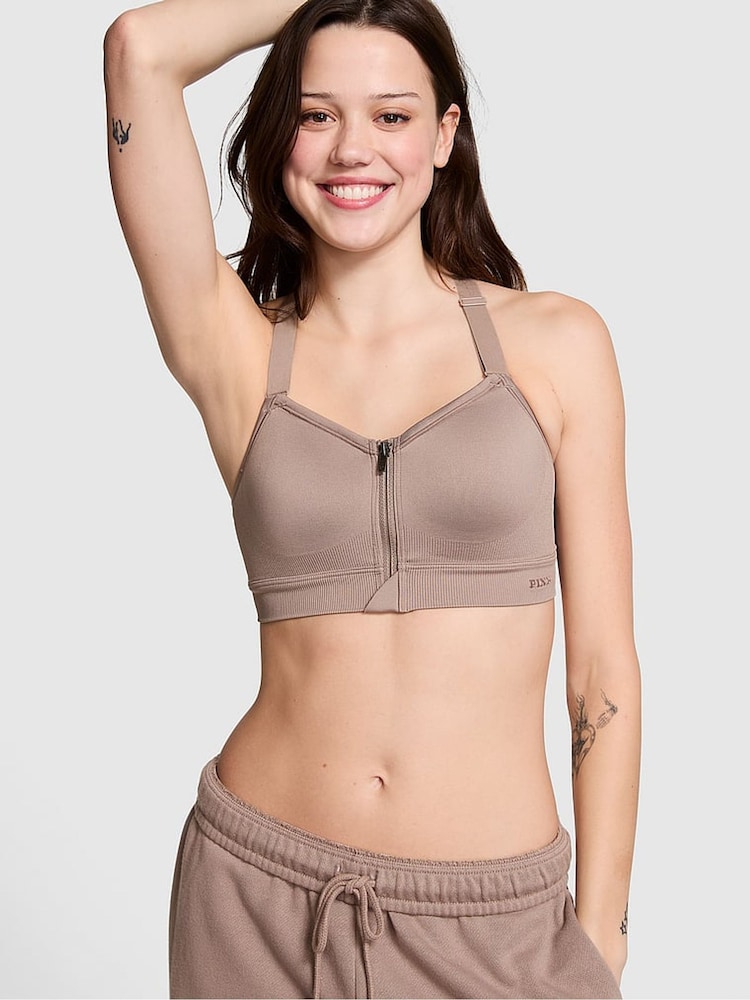 Victoria's Secret PINK Iced Coffee Brown Sports Bra - Image 1 of 4