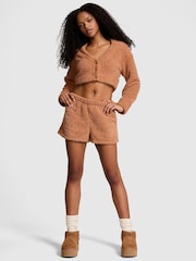 Victoria's Secret PINK Toffee Brown Cosy Knit Boxer Pyjama Shorts - Image 1 of 1