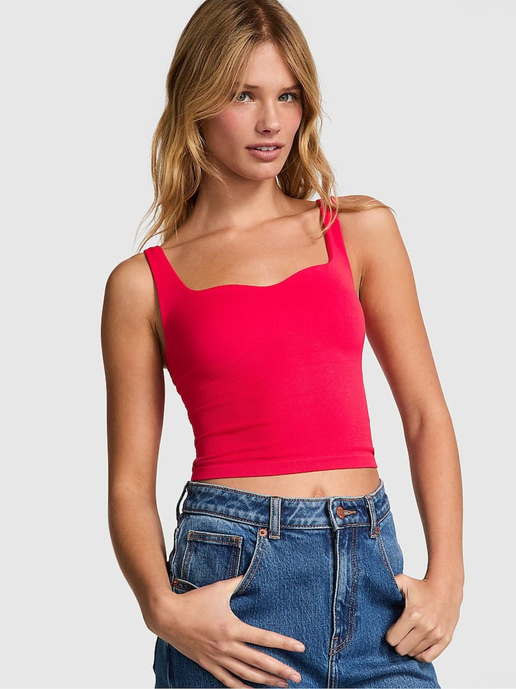 Victoria's Secret PINK Red Pepper Longline Sports Bra Tank Top - Image 1 of 3