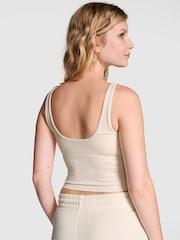 Victoria's Secret PINK White Shell Longline Sports Bra Tank Top - Image 2 of 3