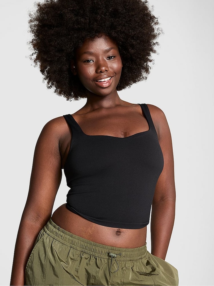 Victoria's Secret PINK Black Longline Sports Bra Tank Top - Image 1 of 3