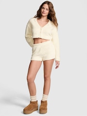 Victoria's Secret PINK Creamer White Cosy Knit Boxer Pyjama Shorts - Image 1 of 3