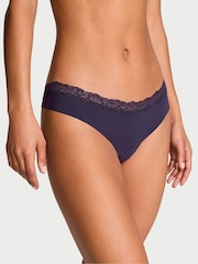 Victoria's Secret Stained Glass Purple Lace Waist Thong Knickers - Image 1 of 3