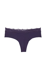 Victoria's Secret Stained Glass Purple Lace Waist Thong Knickers - Image 3 of 3