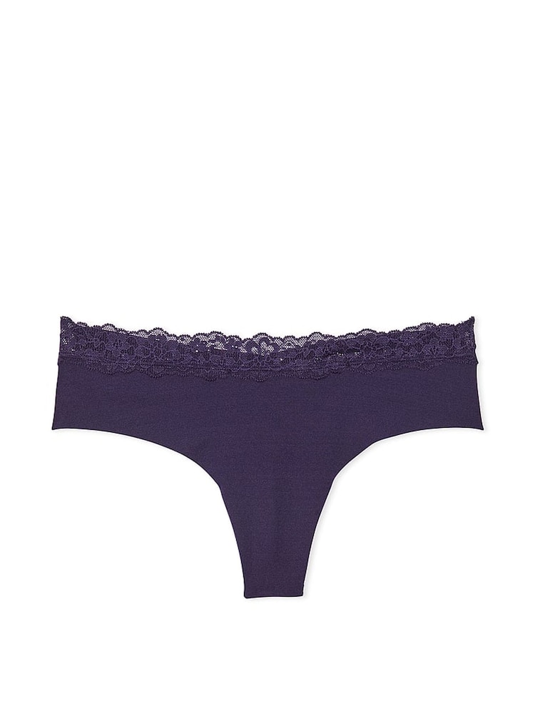 Victoria's Secret Stained Glass Purple Lace Waist Thong Knickers - Image 3 of 3