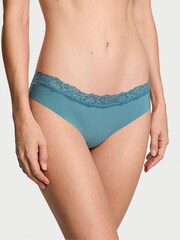 Victoria's Secret French Sage Green Lace Waist Thong Knickers - Image 1 of 3