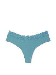 Victoria's Secret French Sage Green Lace Waist Thong Knickers - Image 3 of 3