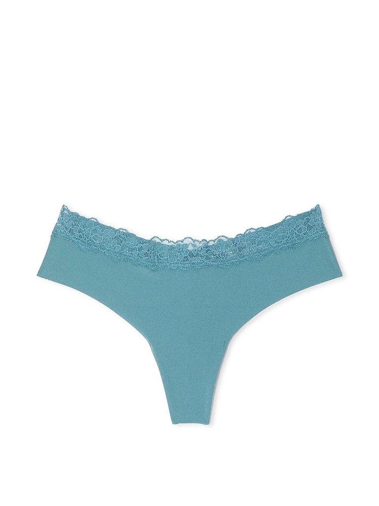 Victoria's Secret French Sage Green Lace Waist Thong Knickers - Image 3 of 3