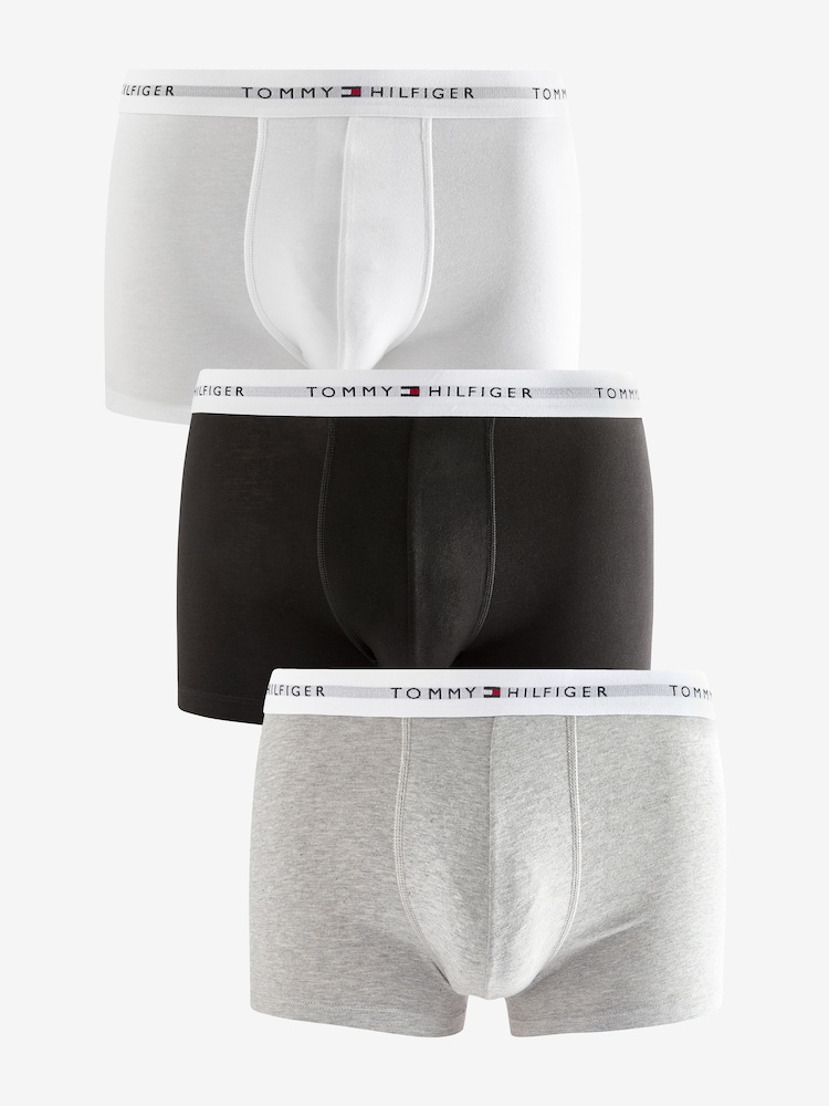 Tommy Hilfiger Grey Tommy Hilfiger Blue Signature Essential Trunks 3 Pack - Image 1 of 10