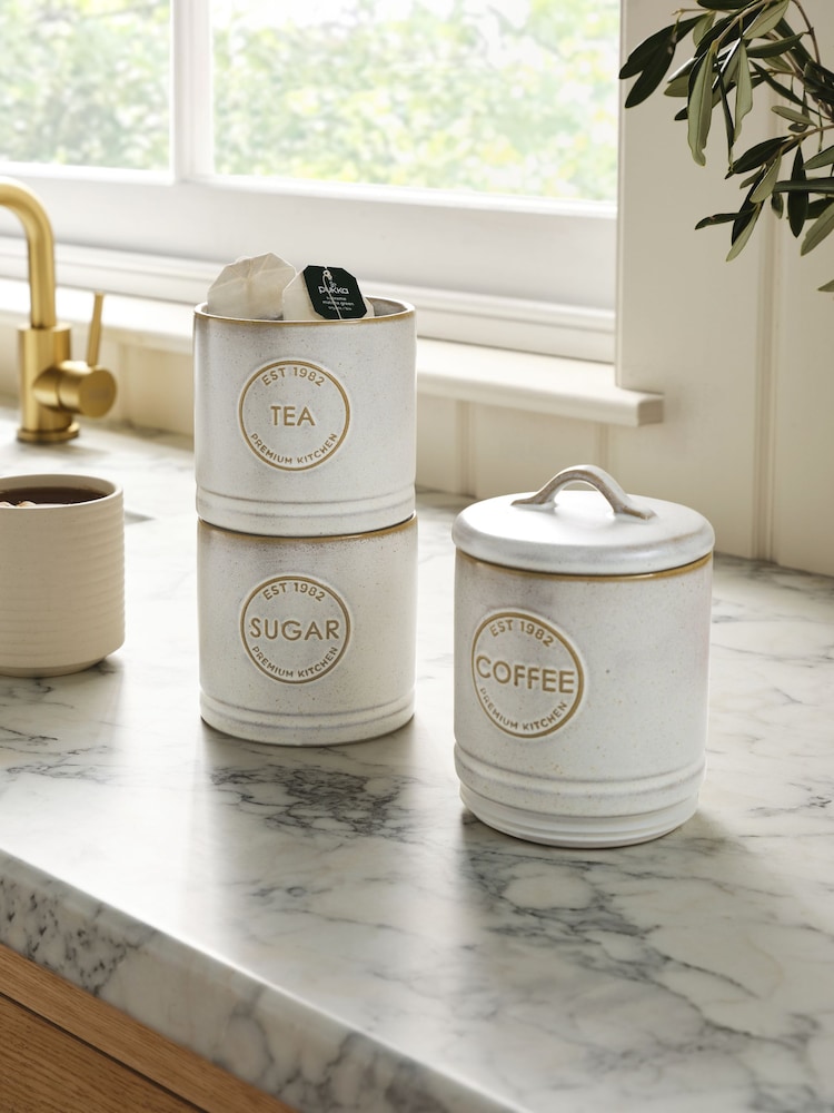 Natural Country Badge Set of 3 Stacking Storage Jars - Image 1 of 4