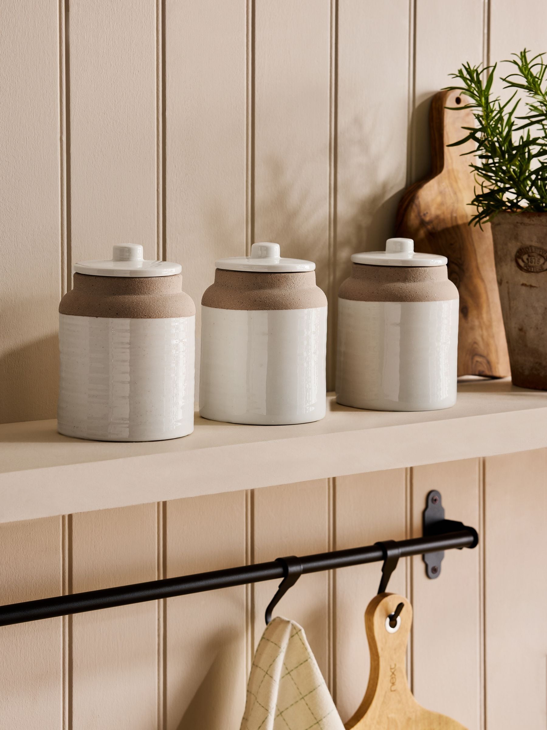 White Kya Set of 3 Storage Canisters Textured