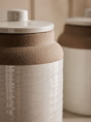 White Kya Stacking Set of 3 Storage Canisters Textured - Image 2 of 4