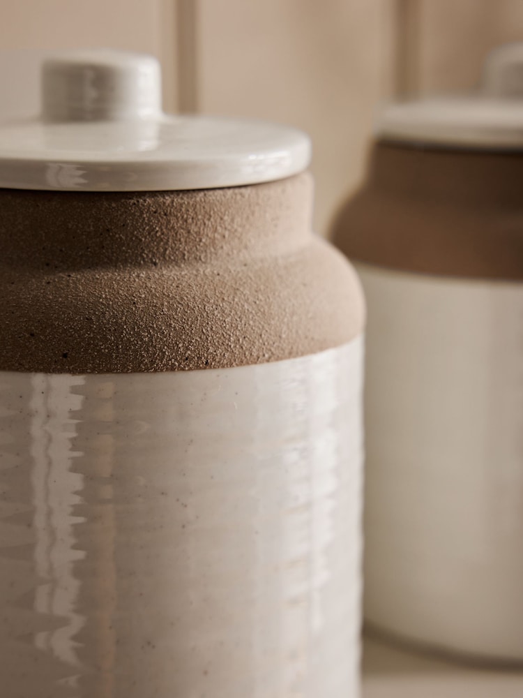 White Kya Stacking Set of 3 Storage Canisters Textured - Image 2 of 4