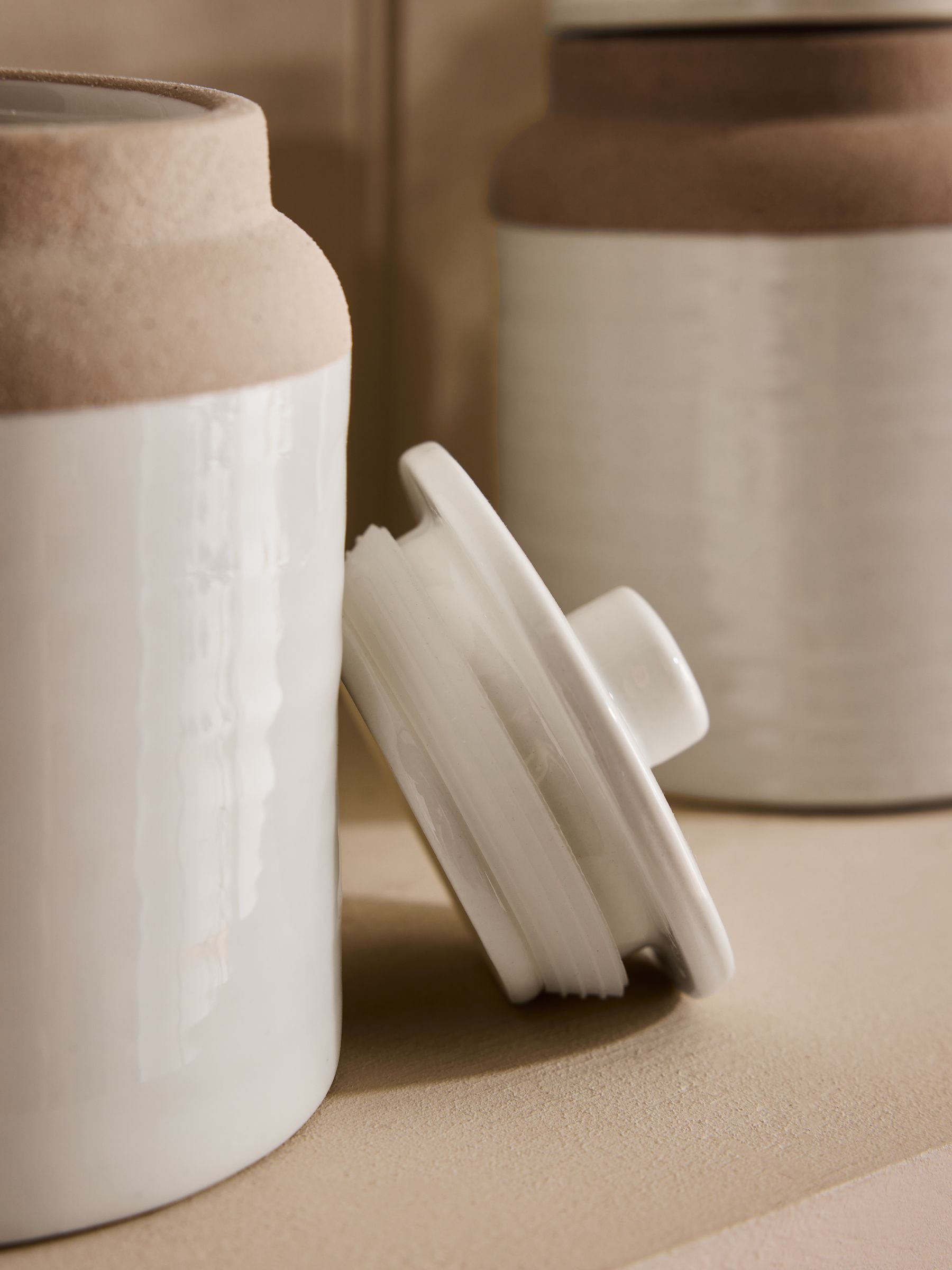 Buy White Kya Textured Set of 3 Storage Jars from Next USA