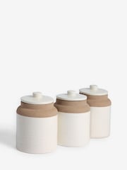 White Kya Stacking Set of 3 Storage Canisters Textured - Image 4 of 4