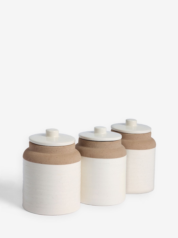 White Kya Stacking Set of 3 Storage Canisters Textured - Image 4 of 4