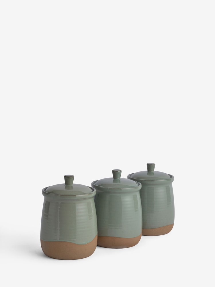 Sage Green Set of 3 Storage Jars Wolton - Image 4 of 4