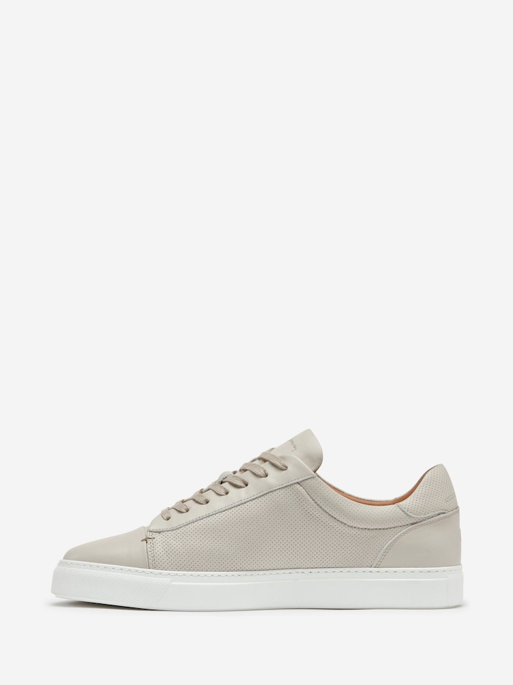 Oliver Sweeney Perforated Calf Leather Cupsole White Trainers - Image 2 of 5