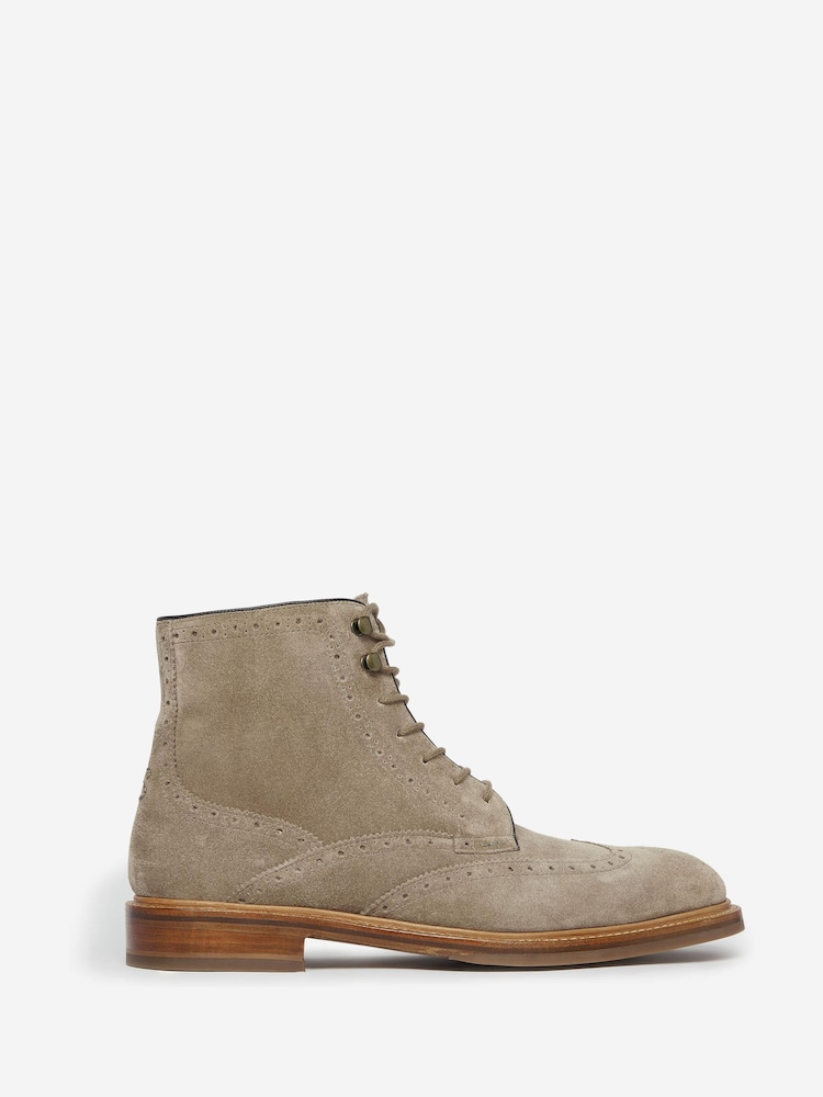 Oliver Sweeney Grey Calf Suede Brogue Boots - Image 1 of 5