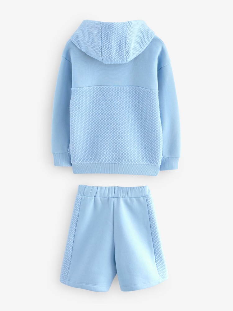 Baker by Ted Baker Blue Quilted Hoodie And Shorts Set - Image 7 of 10