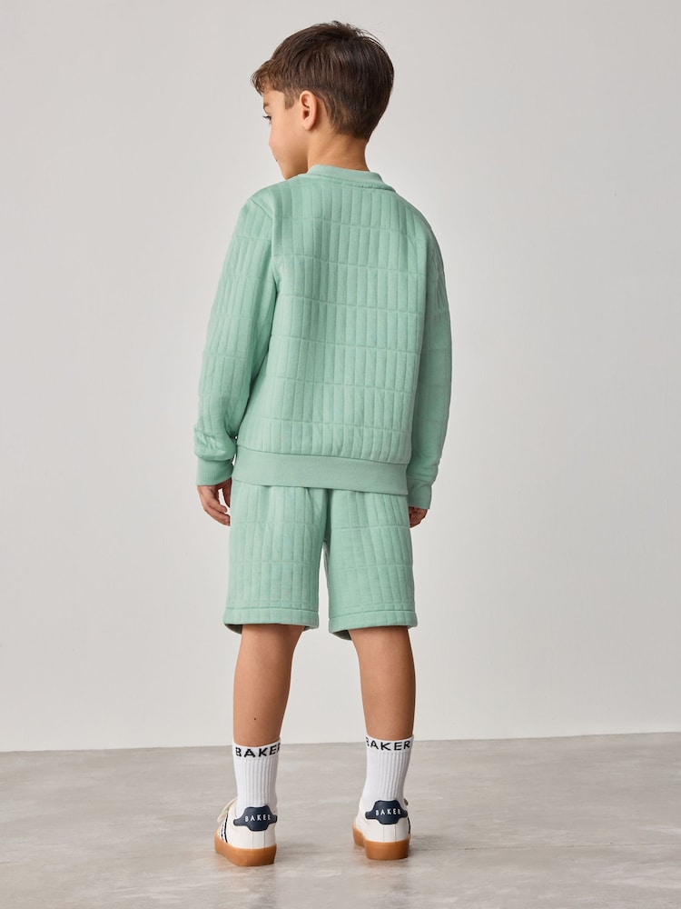 Baker by Ted Baker Green Quilted Sweatshirt And Shorts Set - Image 3 of 10