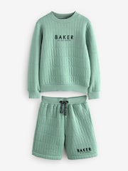 Baker by Ted Baker Green Quilted Sweatshirt And Shorts Set - Image 7 of 10