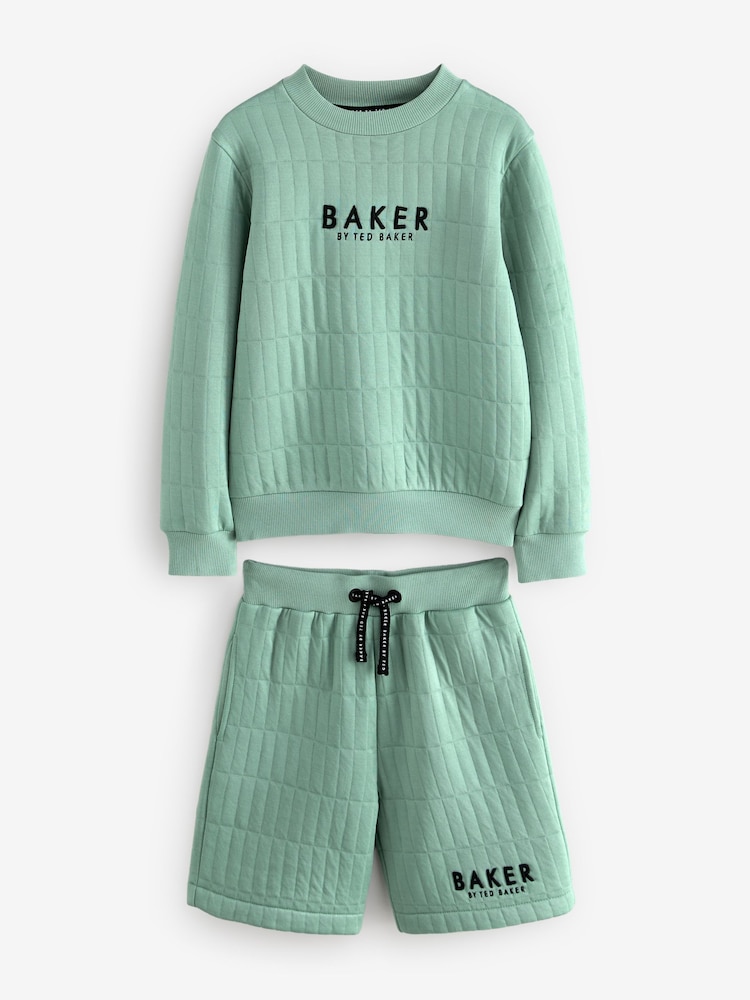 Baker by Ted Baker Green Quilted Sweatshirt And Shorts Set - Image 7 of 10