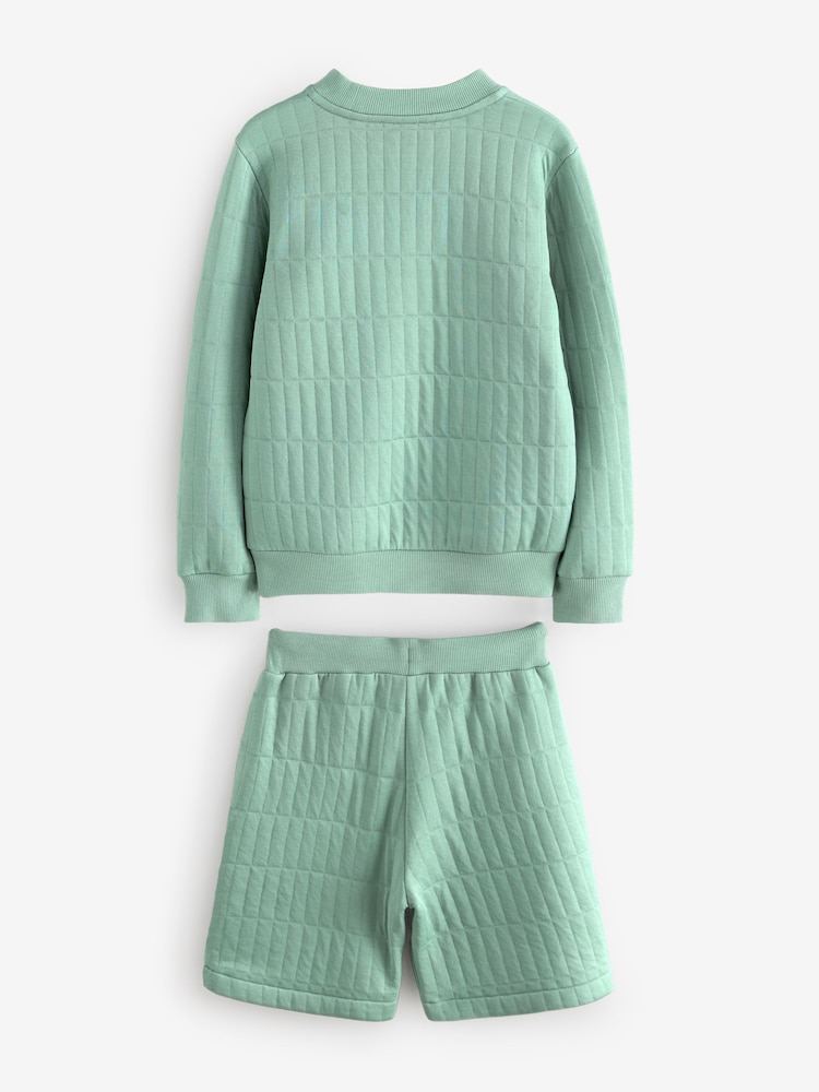 Baker by Ted Baker Green Quilted Sweatshirt And Shorts Set - Image 8 of 10