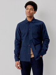 Oliver Sweeney Blue Brushed 100% Cotton Overshirt - Image 1 of 5