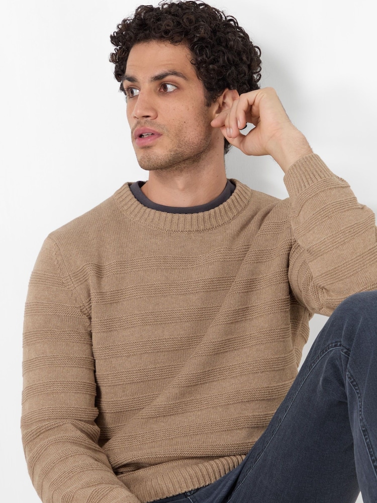Oliver Sweeney Cream 100% Cotton Crew Neck Jumper - Image 2 of 6
