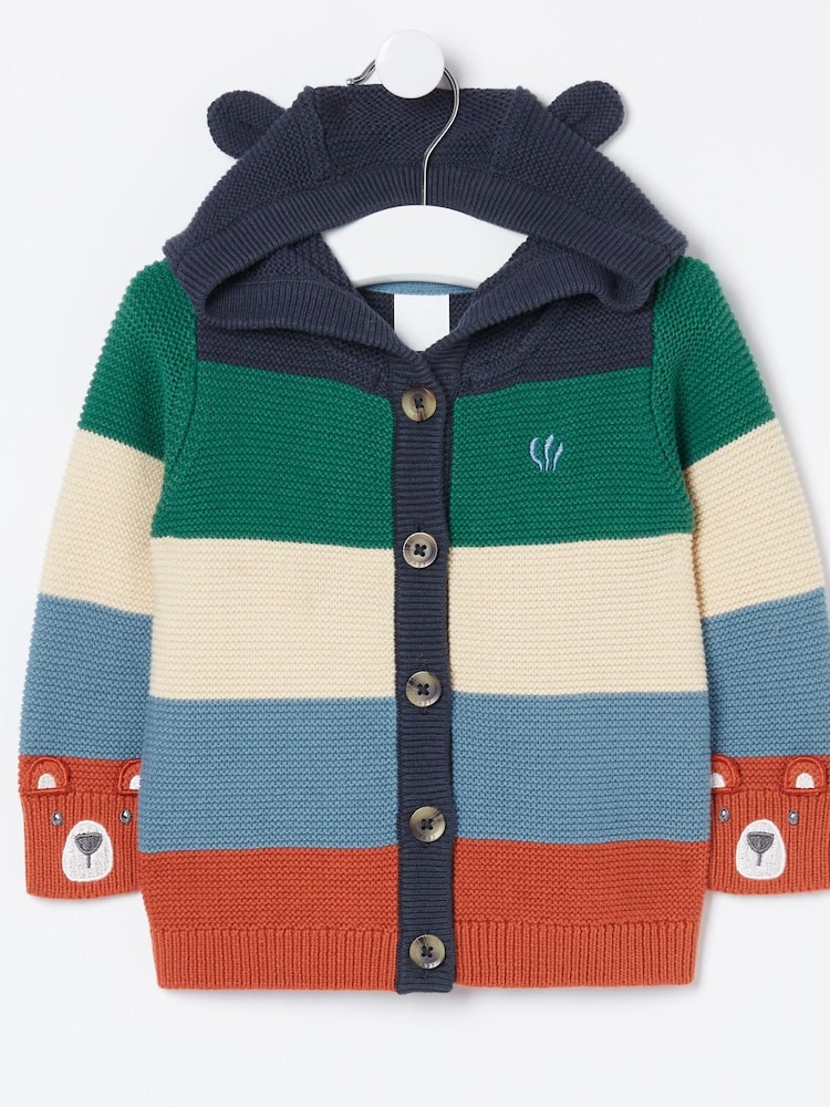 FatFace Black Colourblock Hooded Cardigan - Image 1 of 1
