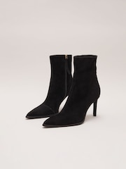 Phase Eight Black Suede Ponited Heeled Boots - Image 2 of 8