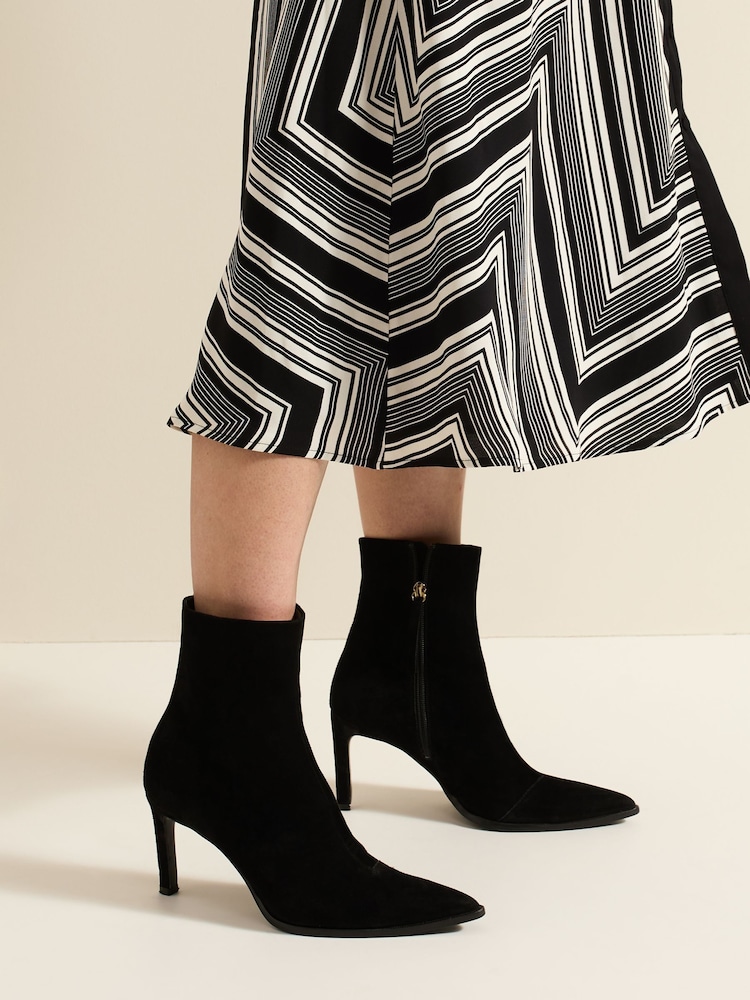 Phase Eight Black Suede Ponited Heeled Boots - Image 7 of 8